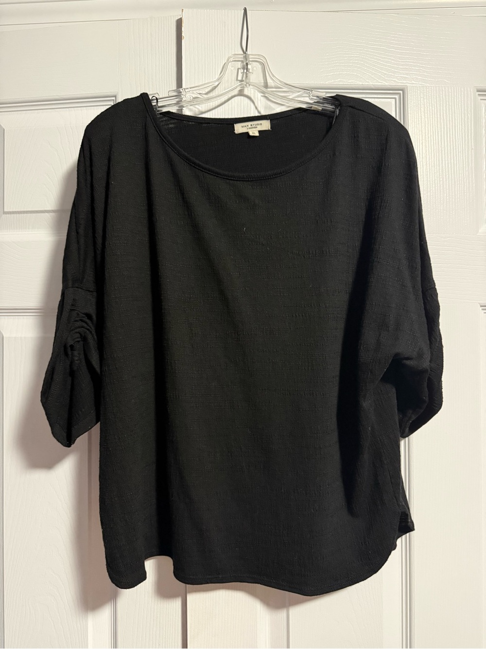 Max Studio Black Blouse with Three Quarter Sleeves